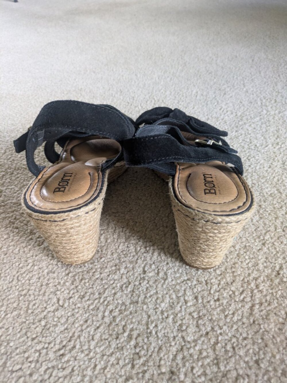Born black suede espadrille open toe wedge sandal - Picture 3 of 4